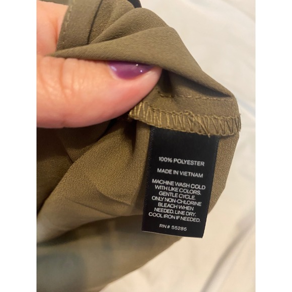 Express Blouse Top Womens Small Olive Green Crochet Lace Short Sleeve Boho - Picture 4 of 4